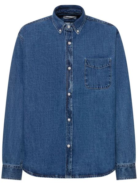 Βαμβακερό πουκάμισο τζιν The Frankie Shop μπλε