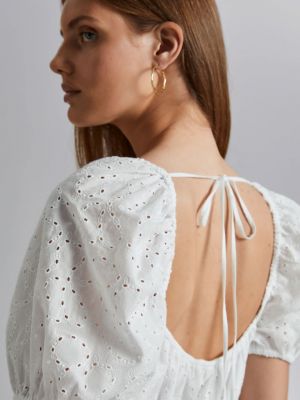 Платье мини с вышивкой H&m белое
