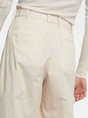 Bombažne ravne hlače z visokim pasom Joseph bela
