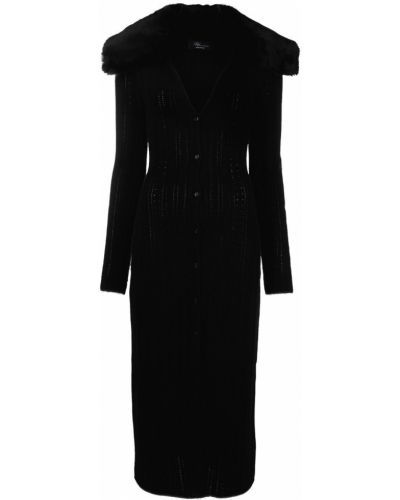 Πλεκτή φόρεμα με γούνα Blumarine μαύρο