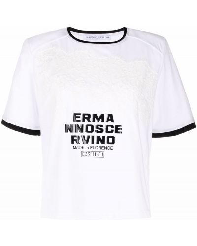Camiseta con apliques de encaje Ermanno Scervino blanco