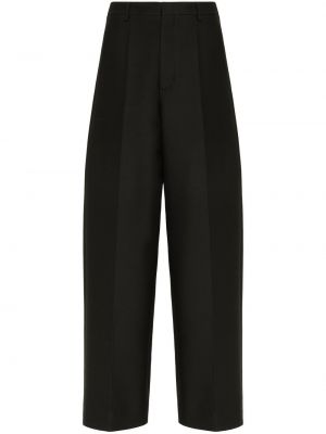 Vlněné rovné kalhoty Valentino černé