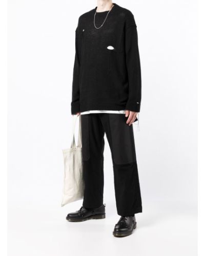 Dlouhý svetr s oděrkami Yohji Yamamoto černý