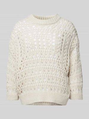 Dzianinowy sweter ze stójką Pieces biały