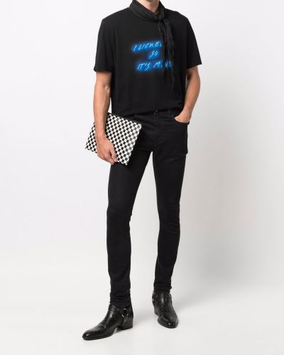 T-shirt aus baumwoll mit print Saint Laurent schwarz