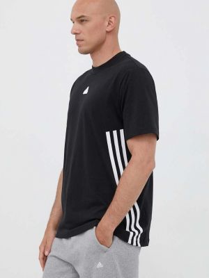 Bavlněné tričko s potiskem Adidas černé