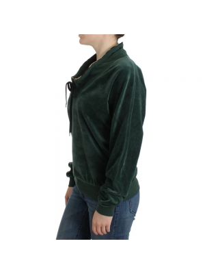 Aksamitna bluza bawełniana Roberto Cavalli zielona