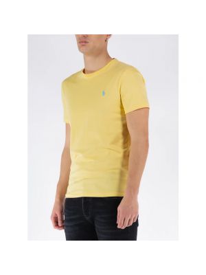 Camisa con bordado de algodón manga corta Polo Ralph Lauren amarillo