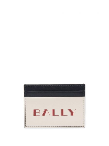 Portefeuille avec imprimé slogan en cuir à imprimé Bally beige