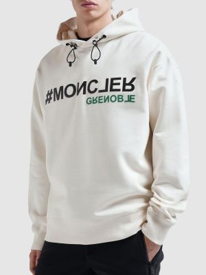 Medvilninis džemperis su gobtuvu Moncler Grenoble balta
