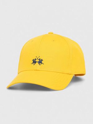 Памучна шапка с козирки с апликация La Martina жълто