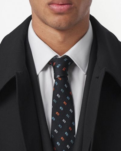 Corbata con bordado Burberry negro