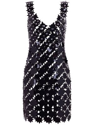 Със звездички мрежеста мини рокля Paco Rabanne черно