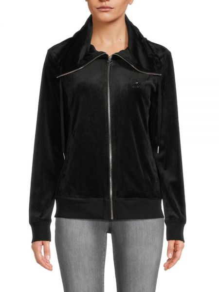 Бархатная куртка со стразами Calvin Klein черная