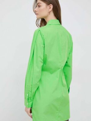 Bavlněné mini šaty Tommy Hilfiger zelené