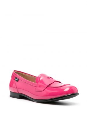 Kožené loafers Love Moschino růžové