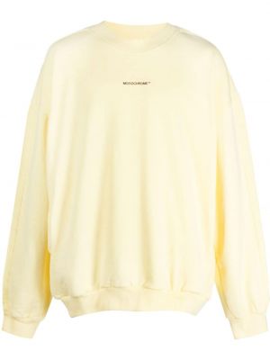 Sweat en coton couleur unie Monochrome jaune