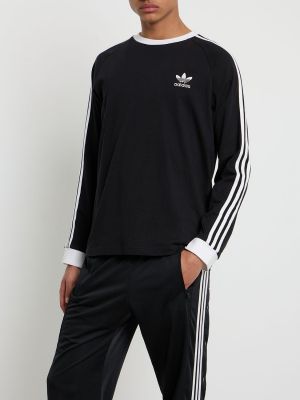 Koszulka w paski z długim rękawem Adidas Originals czarna