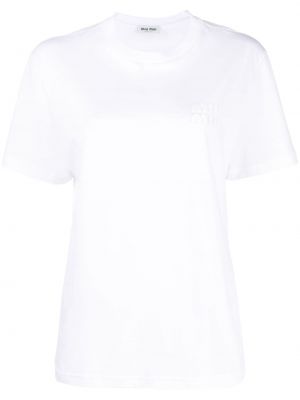 Pamut hímzett póló Miu Miu fehér