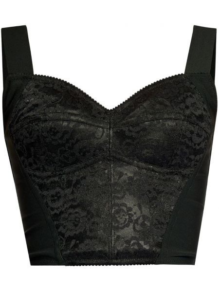 Crop top din dantelă Dolce & Gabbana negru