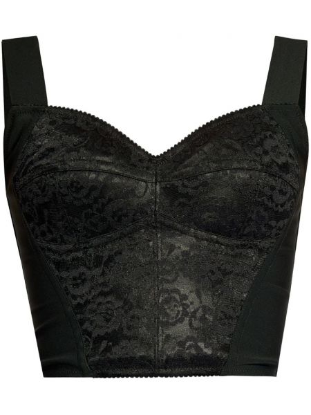 Nėriniuotas crop top Dolce & Gabbana juoda