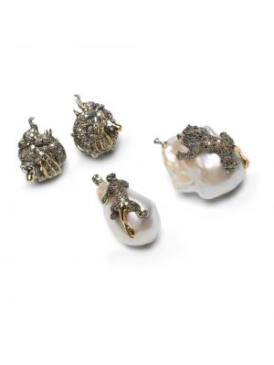 Fülbevaló gyöngyökkel Bibi Van Der Velden aranyszínű