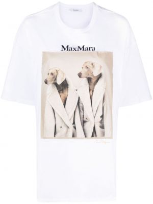 Тениска с принт Max Mara бяло