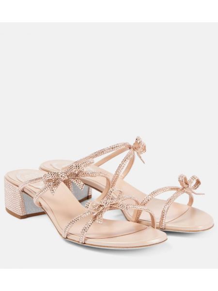 Satin mules Rene Caovilla beige