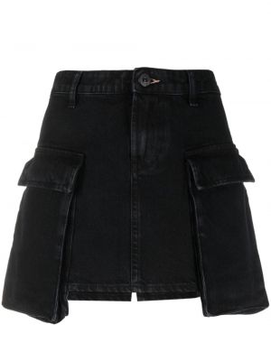 Βαμβακερή φούστα mini με τσέπες 3x1 μαύρο