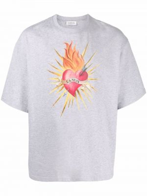 Majica s potiskom z vzorcem srca Lanvin siva