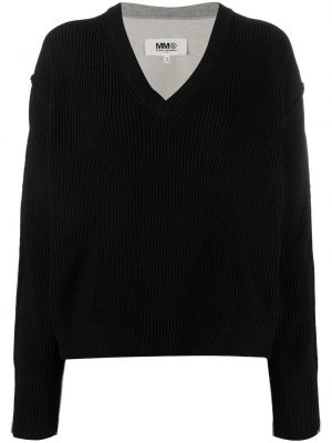 Jersey con escote v de tela jersey Mm6 Maison Margiela negro