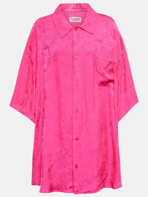 Camicia a fiori oversize in tessuto jacquard Balenciaga rosa