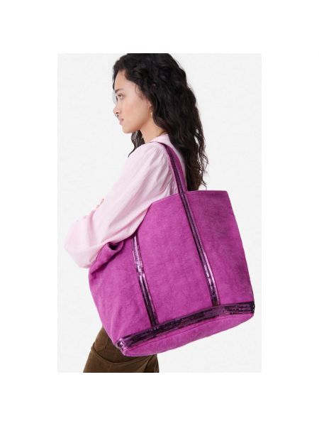 Bolso shopper con lentejuelas de lino Vanessa Bruno rosa