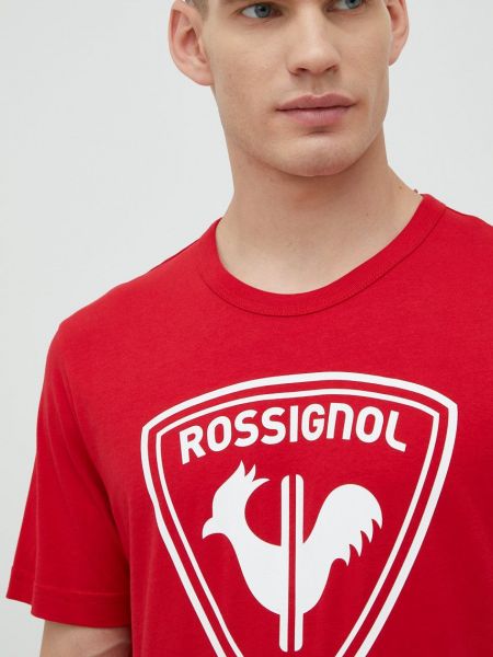 Памучна тениска с дълъг ръкав с принт Rossignol червено