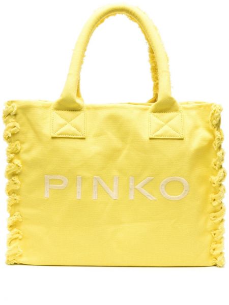 Плажна чанта бродирани Pinko жълто