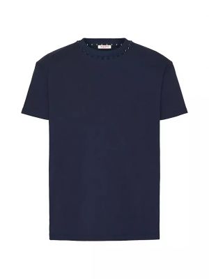 Хлопковая футболка с круглым вырезом Valentino Garavani синяя