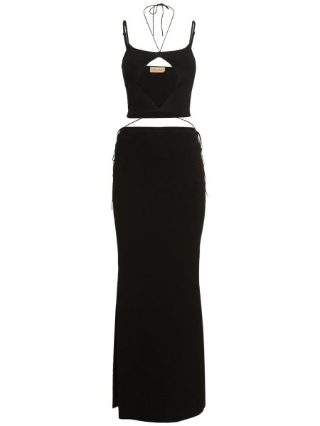 Viskózové dlouhé šaty Aya Muse černé