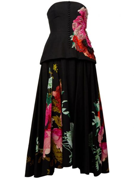 Kvetinové večerné šaty s potlačou Erdem čierna