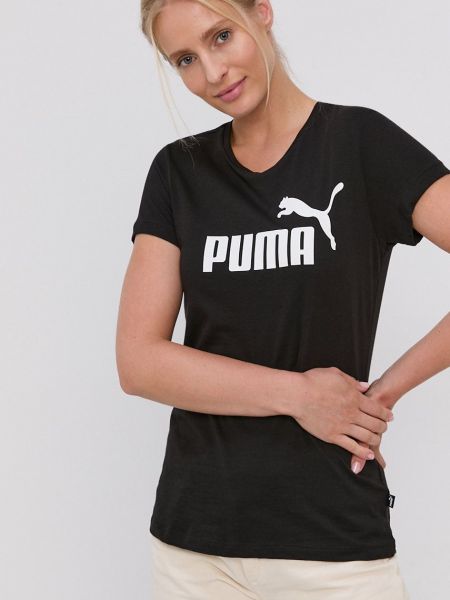 Памучна тениска Puma черно