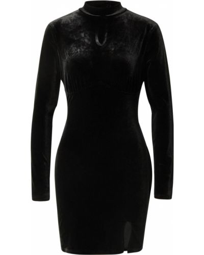 Jednofarebné priliehavé mini šaty s dlhými rukávmi Glamorous - čierna