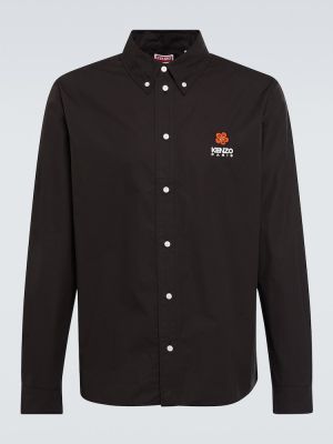 Φλοράλ βαμβακερό πουκάμισο Kenzo μαύρο