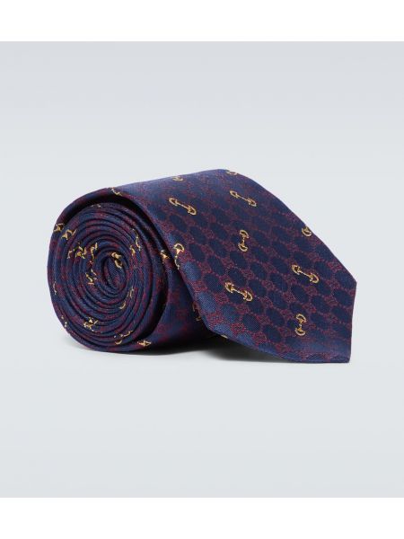 Jacquard selyem nyakkendő Gucci