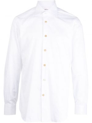 Βαμβακερό πουκάμισο με μαργαριτάρια Kiton λευκό