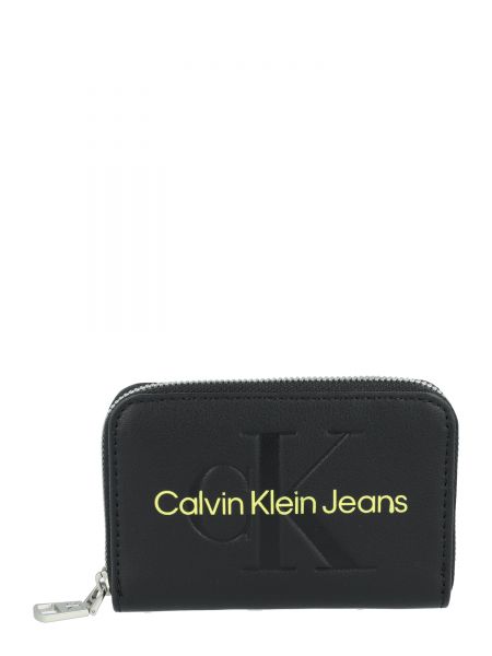 Kožený peňaženka na zips Calvin Klein Jeans - čierna