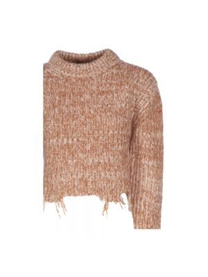 Sweter wełniany z okrągłym dekoltem Stella Mccartney beżowy
