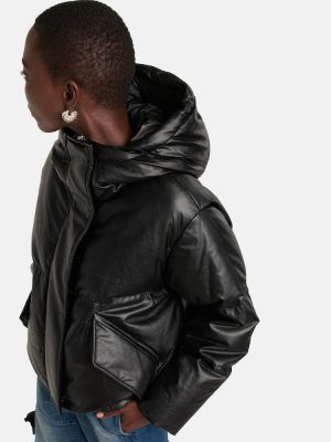 Kožená bunda z ekologickej kože Mm6 Maison Margiela čierna