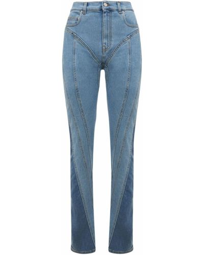 Bavlnené džínsy s vysokým pásom Mugler modrá