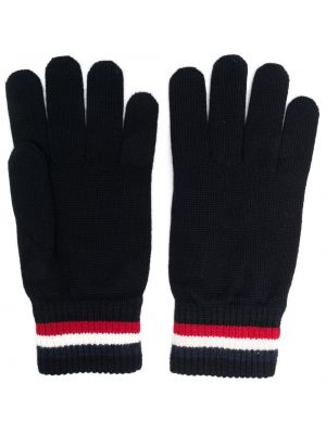 Плетени ръкавици на райета Moncler синьо