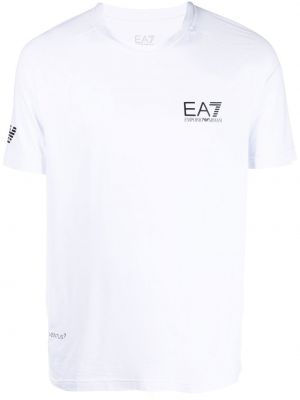 T-shirt en coton à imprimé Ea7 Emporio Armani blanc