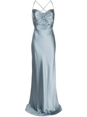 Jedwabna sukienka długa Michelle Mason niebieska